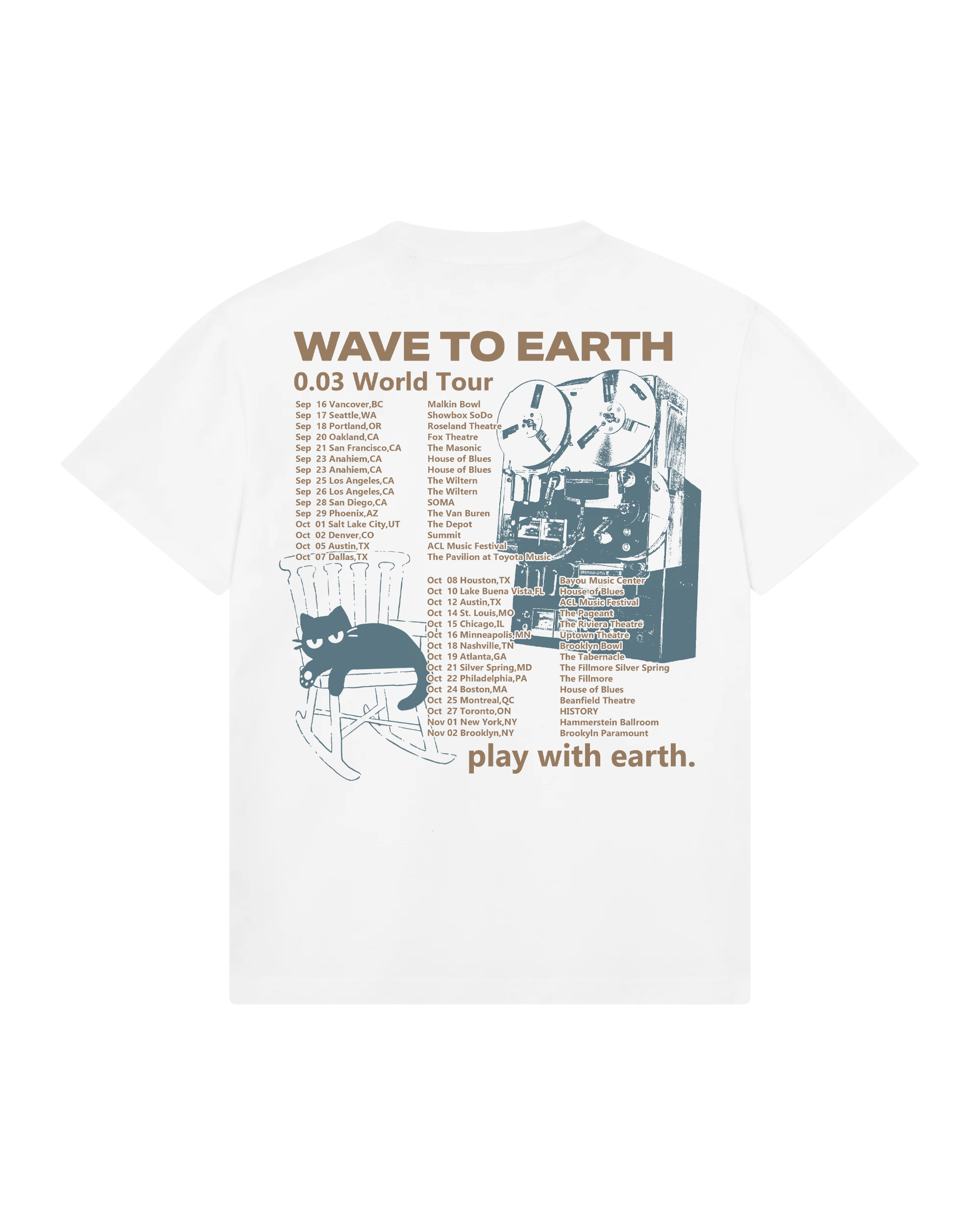 wave to earth 2024 0.03 World tour Tシャツ Wave to Earth 0.03 NA Tour Off-White Cat T-Shirt – KOHAI Shop